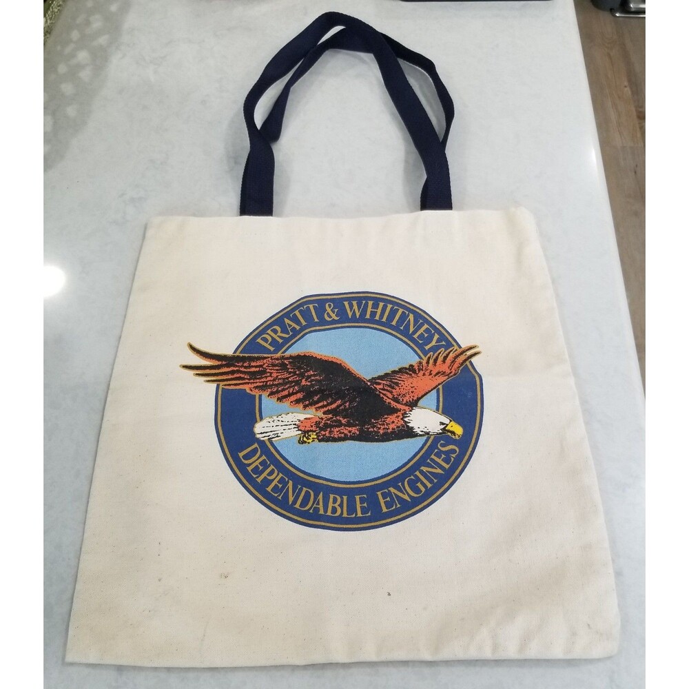Vintage Pratt & Whitney Dependable Engines Eagle Emblem canvas tote bag rare